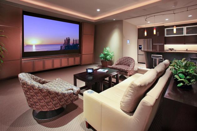 Experience center with plasma screen in living room