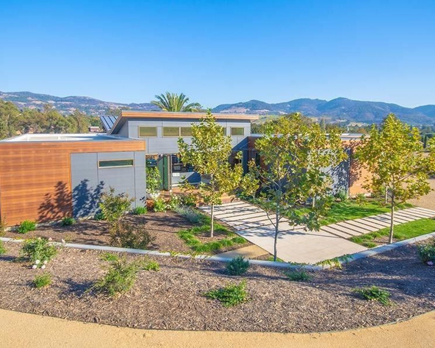 landscape of modern california home