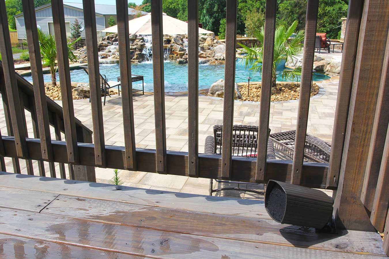 outdoor speaker on a deck