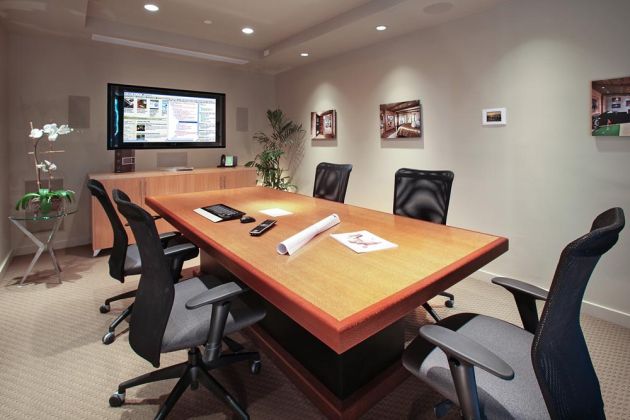 conference room with wooden table